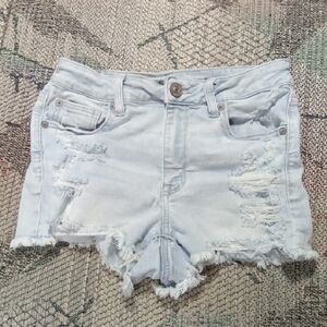 American Eagle Outfitters Blue Jean Shorts Distressed Frayed Hem